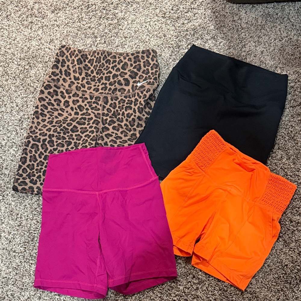 🩷🧡🖤Stylish Women's Biker Shorts Collection - Black, Leopard, Pink, Orange, Small